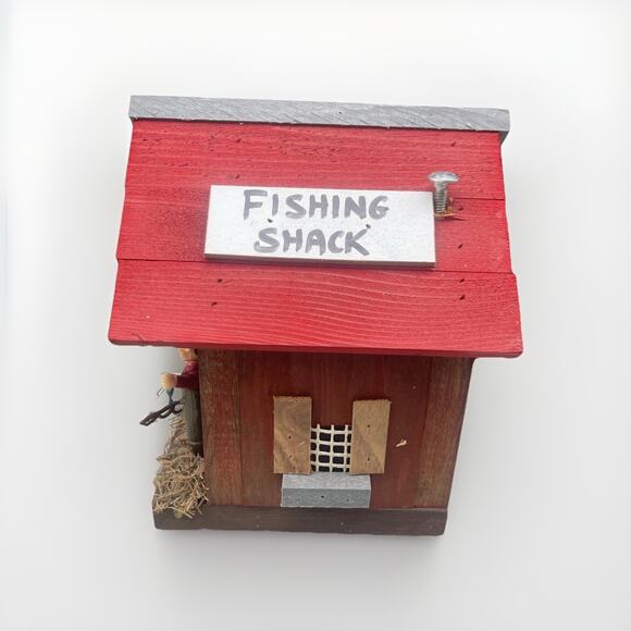 Vintage Fishing Shack Red Bird House Bait-Lures Minnows - Picture 2 of 5